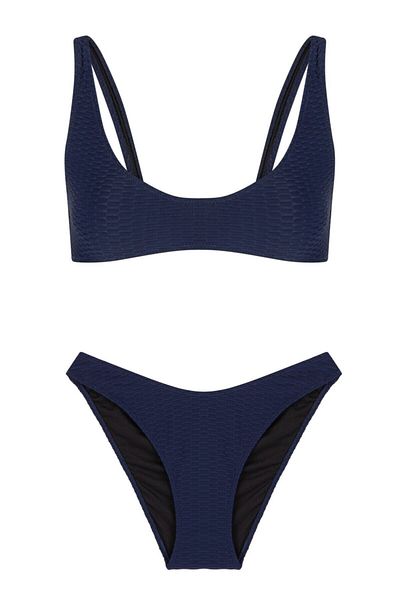 AQUELLA Σετ μπικίνι με υφή U Cut Navy Blue