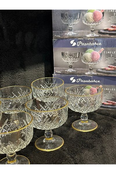 Paşabahçe Timeless Gilded 6-Piece Ice Cream Bowl