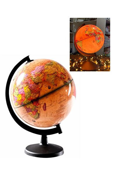 Gürbüz Dünya Küresi 45cm Yükseklik 30cm Çap Işıklı Antik -en Büyük Boy
