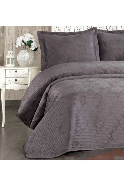 Evcimenhome Double Velvet Bedspread Ultrasonic Quilted 260cmX240cm color: anthracite