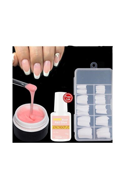 YAYOGE Protez Tırnak Set -1 Adet 15 gr Jel Nude Pembe 100 Lü Kutu Tips 10 gr ...