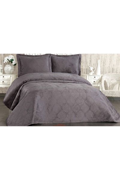 Evcimenhome Double Velvet Bedspread Ultrasonic Quilted 260cmX240cm color: anthracite