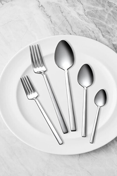 gök 30 piece spoon fork set rod model (stainless steel)