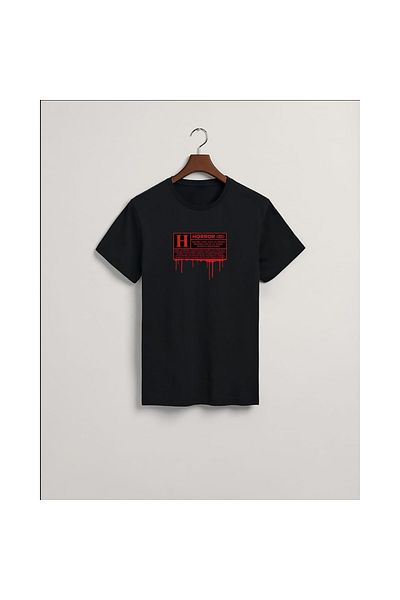 MarkaTurko Tricou cu design special din bumbac pieptănat negru cu imprimeu Freedom 105