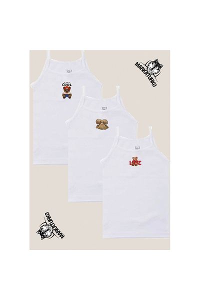 MarkaTurko PLUSH BEAR CUSTOM DESIGN PRINTED PASSION GIRL'S ATHLETE WITH STRING STRAP 3-PACK