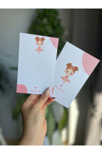 Hayal.kirtasiyesi Buckle Card 9.5x15 cm Cm 20 Pieces Ballerina Buckle Card, Note Card Bracelet Card Jewelry Card