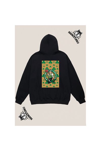 MarkaTurko BOSTON custom design back printed Black Hooded unisex Sweatshirt 1004
