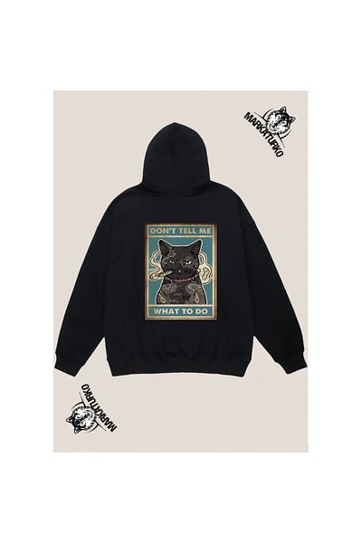 MarkaTurko DON'T TELL ME custom design back printed Black Hoodie unisex Sweatshirt 505-49