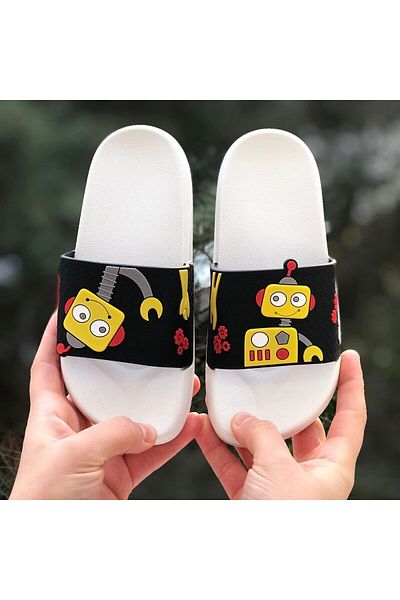 Pandalina Papuci pentru copii, cu talpă anti-alunecare, model robot mecanic, papuci pentru copii, plajă, mare, piscină, baie