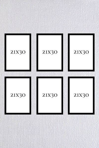 AS TİCARET 6 Pieces 21x30 Black Frame Set 6 Pieces (a4) 21x30 Horizontal Vertical Use