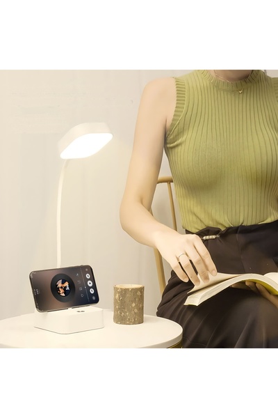 Genel Markalar Yeşil Şarjlı Masa Lambası Dokunmatik 20 Led Kademeli Çalışma Okuma Işığı Flexible Masa Lambası