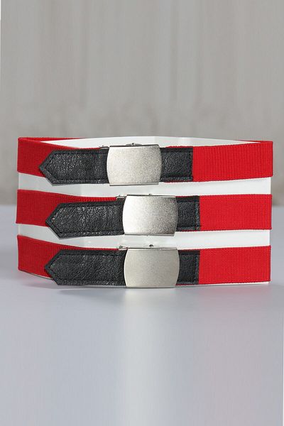 Peki Children's Buy 5 Pay 4 Elastic Faux Leather Metal Buckle Belt 4-10 Years Old Length: 62cm Width: 3cm Strap Strip 13897