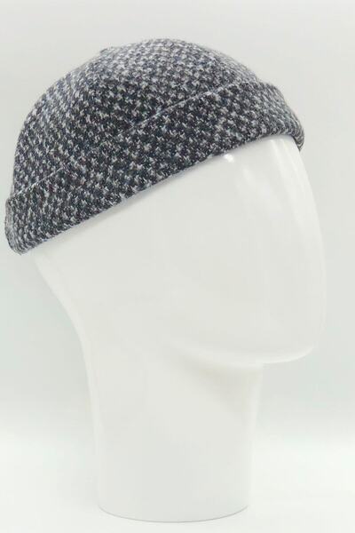 Hoppe الشتاء الكشمش الأزرق الداكن الأبيض نقطة منقوشة الرجعية الهيب هوب Dockers Brimless Kipa Skullcap قبعة قبعة