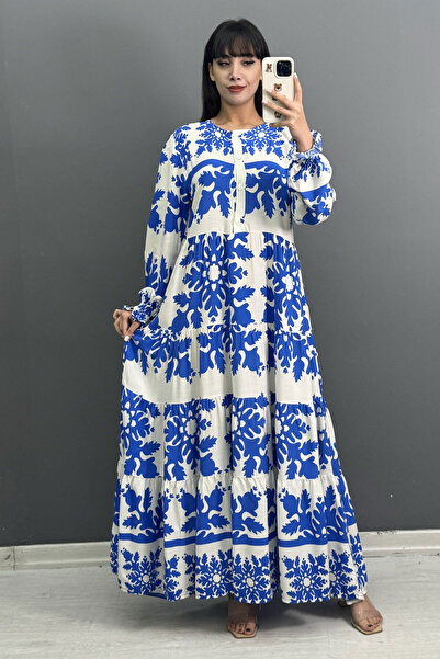 SaklıButik Düğmeli Sarmaşık Elbise SK-8107