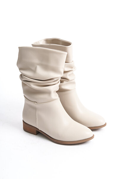 ÜNAL ÖZER Dámské béžové kožené boty Unal Özer Un001-0124