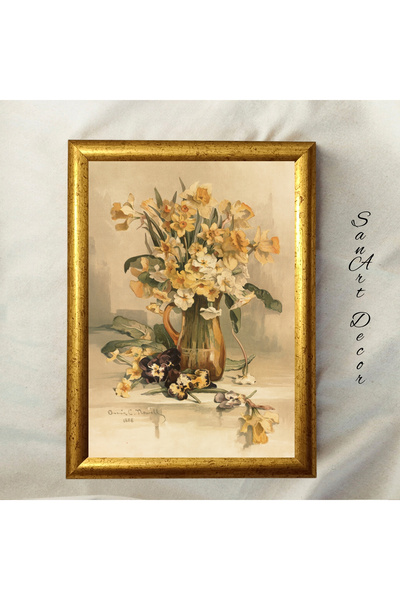 Sanart Pictură vintage cu rame, pictură în ulei, pictură înrămată, decor arti...