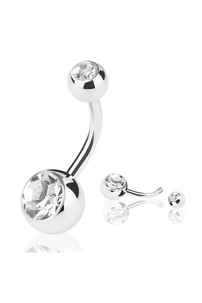 AyçaSilver Stoned Navel Piercing Titanium