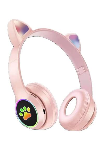 BLUE SPECTRUM Kablosuz Bluetooth 5.0 Led Işıklı Kedili Şık Kulaklık Hediye Ço...