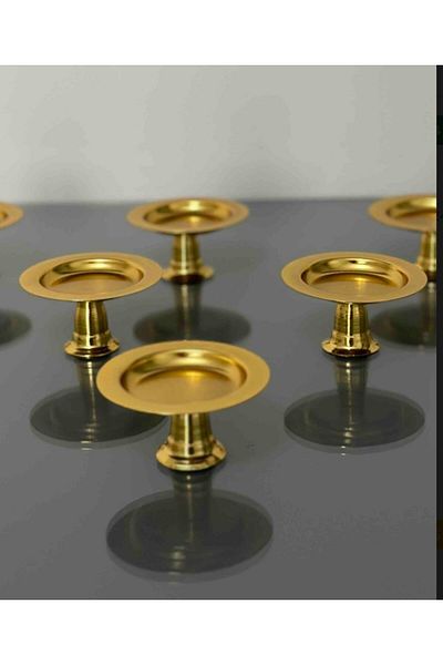 Mineli-Aşk Decorative Gold Plated 6 Piece Macaron Holder Mini Turkish Delight Holder Presentation Bowl Lux