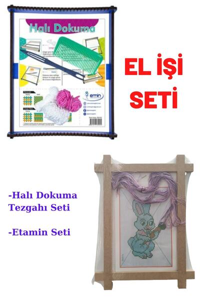O&S Oyun ve Sanat Eğlen-Üret 2li Elişi Etkinlik Faaliyet Seti, Halı Dokuma Tezgahı, Etamin Kaneviçe Seti