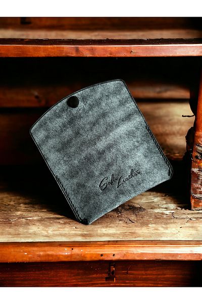 Safir Leather Premium Gray Italian Pueblo Minimal Leather Card Holder