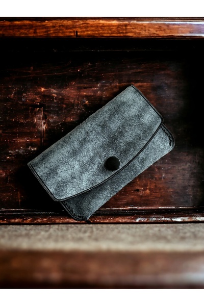 Safir Leather Premium γκρι ιταλική θήκη για κάρτες Pueblo Minimal