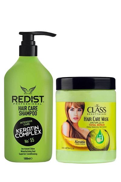 Redist 1000ml Keratin Hair Care Shampoo + Ac Class Hair Mask