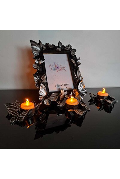 TEVFİK GÜNDAY DEKORASYON Ank-3 Lu Mumluk Klb. Çerçeve Gümüş Eskitme
