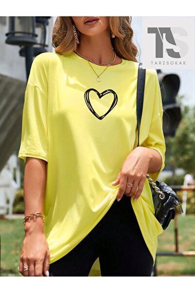 Tarzsokak Aşk Štampano Široka majica sa spuštenim rukavima