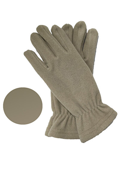 Mrey Kadın Kum Beji Polar Kışlık Parmakları Kapalı Parmaklı Eldiven Bileği La...