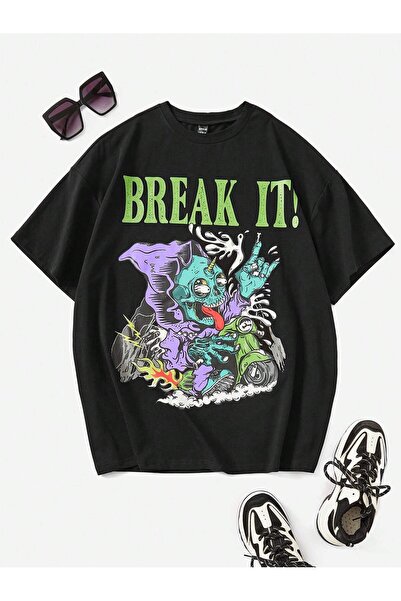 Tarzsokak Tricou cu imprimeu litere și craniu