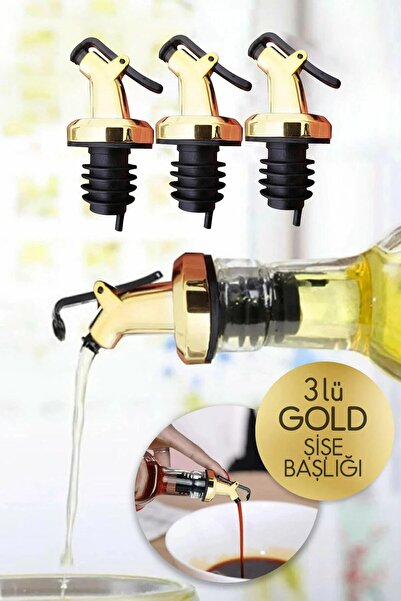 Milena Life Gold Sızdırmaz 3'lü Yağdanlık Tıpası - Kapaklı Şişe Ucu, Yağdanlık Başlığı Ve Tapa Seti (3 ADET)