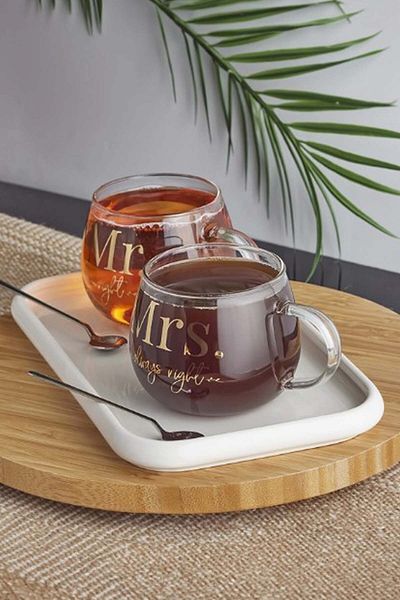 SepetçiBaba Costa 400 Ml Mr. & Mrs. Double Glass Mug