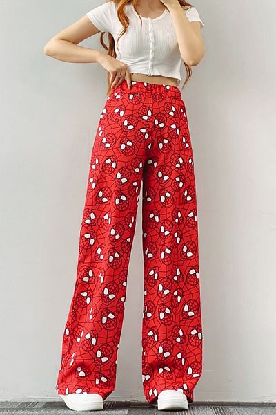 EFBUTİK Red Spiderman Wide Leg Sweatpants