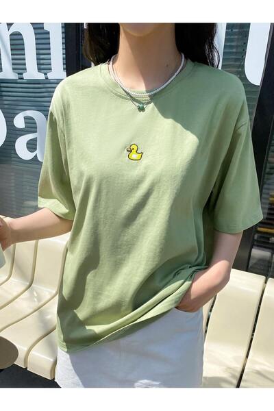 Tarzsokak Tricou cu umăr în picătură brodat cu rață