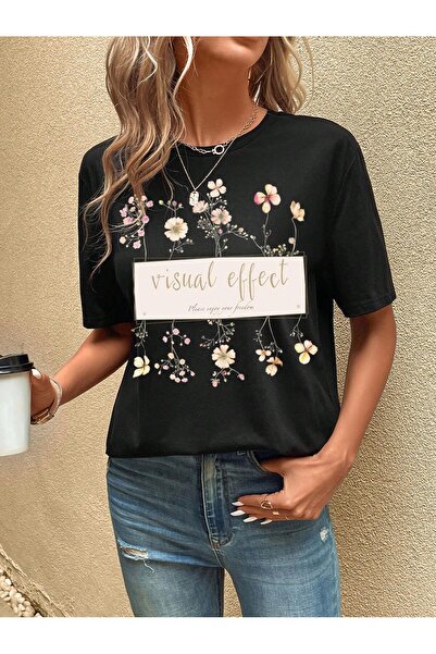 Tarzsokak Tricou ROMWE cu model de copac și umeri goi