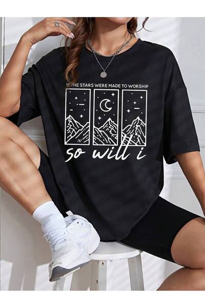 Tarzsokak Tricou cu grafică Mountain & Slogan, cu umerii goi