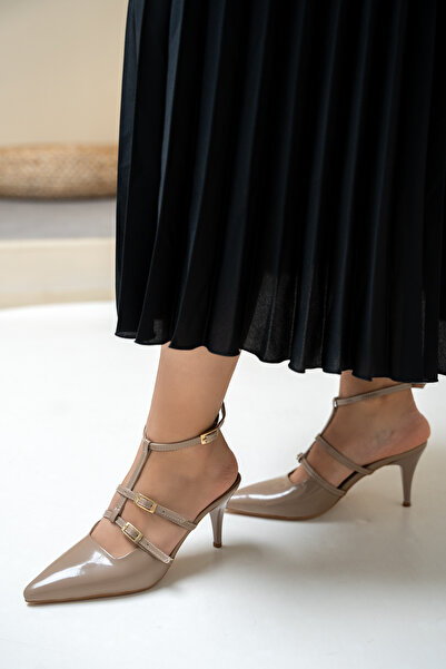 LAMİNTA Hiroki Mink Stripe Detailed Women's Heeled Shoes