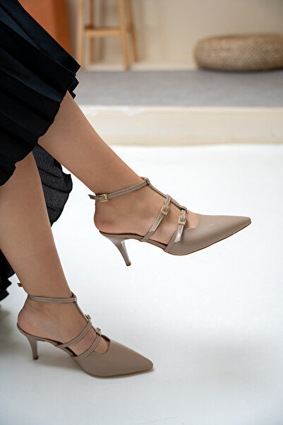 LAMİNTA Hiroki Mink Stripe Detailed Women's Heeled Shoes