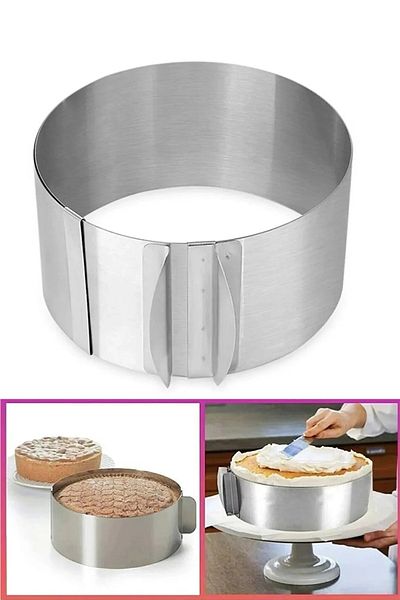 Bayev 3 Pieces Square And Round Pastry Mold And Pastry Spatula Practical Adjustable Cake Pastry Mold Set