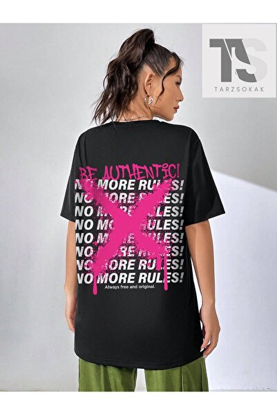 Tarzsokak Coolane Street Style Letter Graffiti Μπλουζάκι με στρογγυλή λαιμόκο...