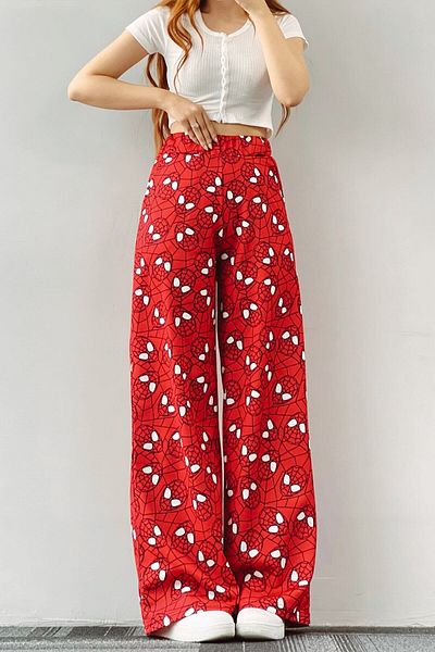 EFBUTİK Red Spiderman Wide Leg Sweatpants