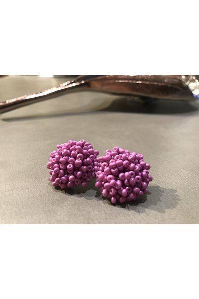ArsenDesign Special series Czech beaded lilac-pink tones huge ball earrings