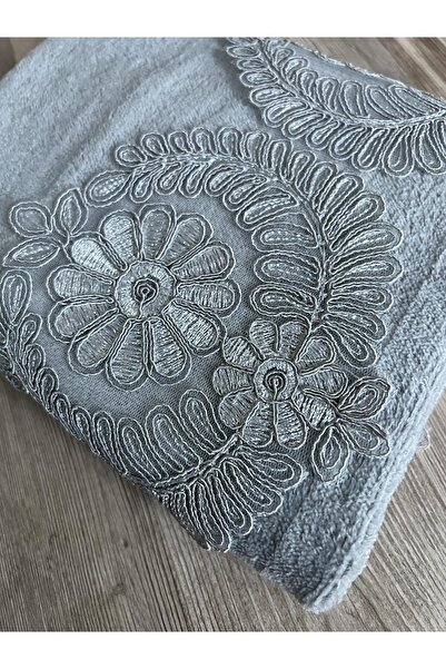 Çeyiz Bahçesi Крем-сірий комплект з двох рушників Kure