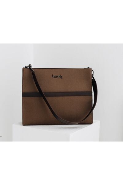HOOQ Kahverengi Kadın Orta Boy Kanvas Çok Yönlü Omuz Çantası