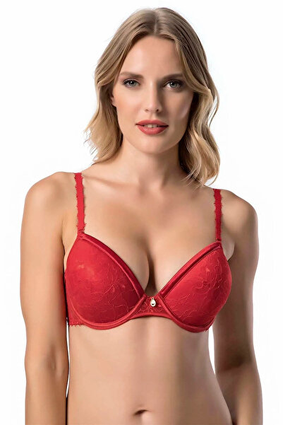 İNCİGİYİM Le Jardin Sutien Push Up din dantelă roșie pentru femei 7003 LEJARD...