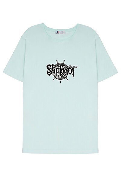DOT للجنسين النعناع الأخضر القذرة طوق تي شيرت سليبنوت ميتال