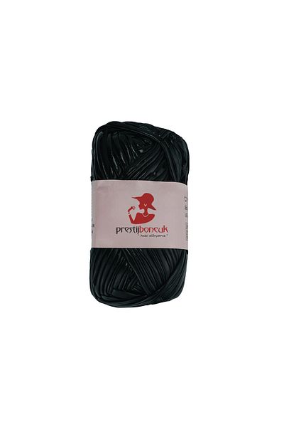 Prestij Boncuk Premium Leather Look Μεταλλική χτενισμένη βαμβακερή τσάντα και Hobby Knitting String Μαύρο χρώμα