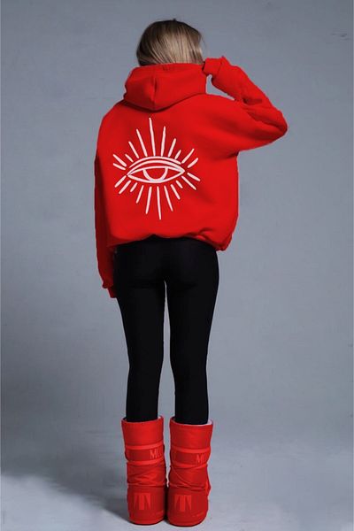 Keywest Red Eye Printed 3 thread Sweatshirt - Raised Thick 3 thread
