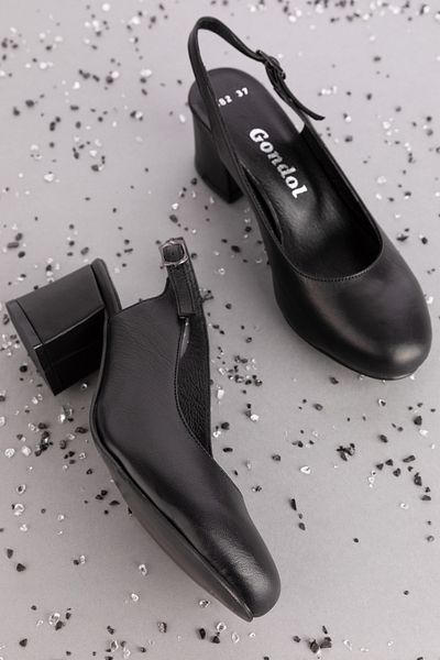 Gondol Pantofi eleganti cu toc din piele naturala taiata cu laser Şhn.883